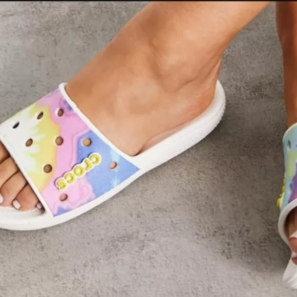 Mens Tie-Dye Crocs Classic Slides - Size 12 - Picture 2 of 7